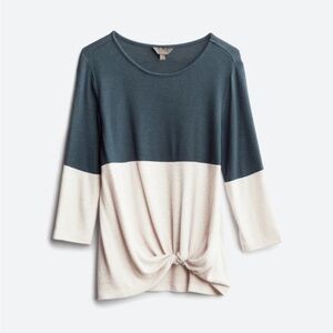 Market & Spruce front twist brushed knit top, size Medium